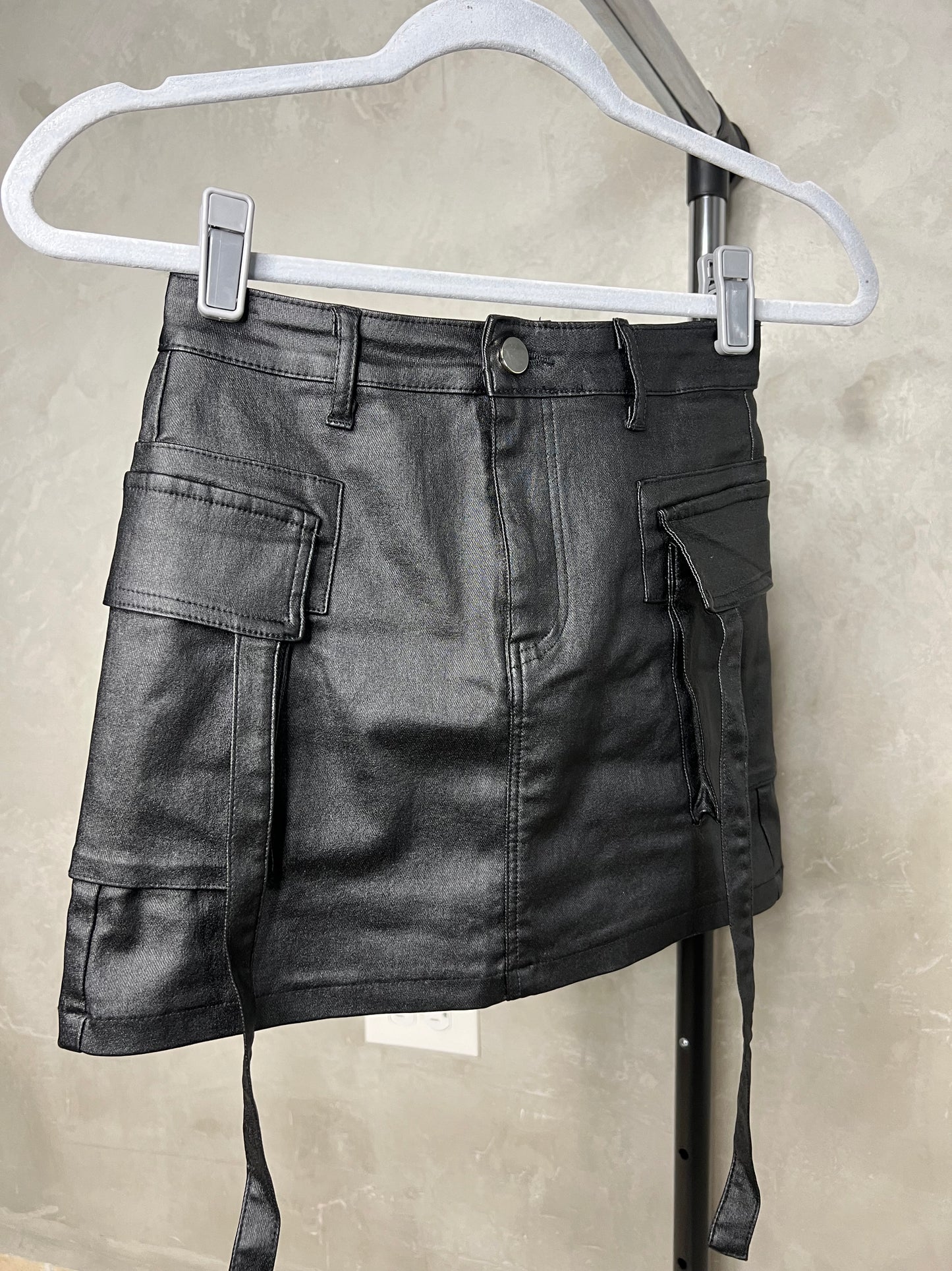 Leather Cargo Skirt