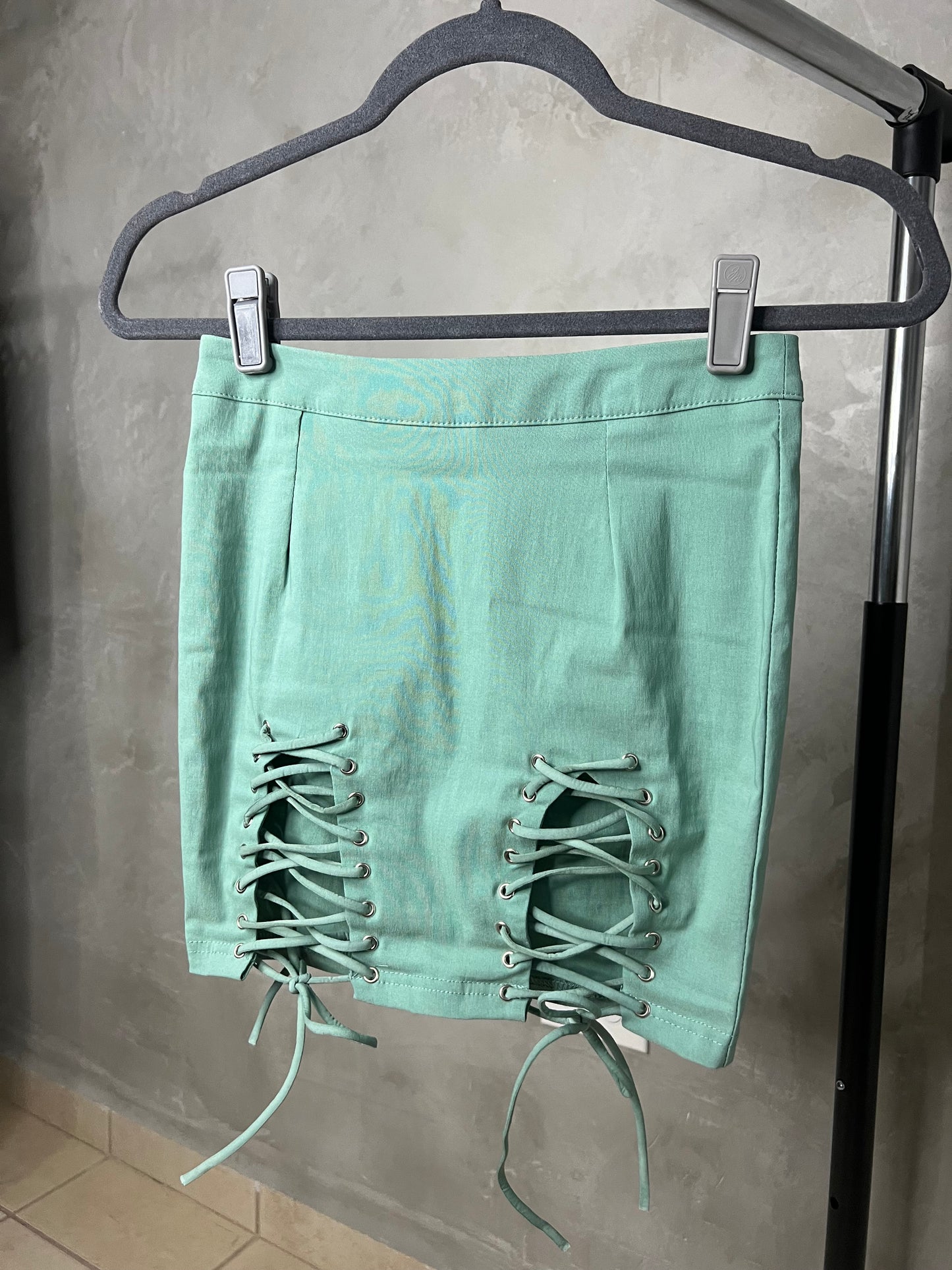 Mint Lace Up Skirt