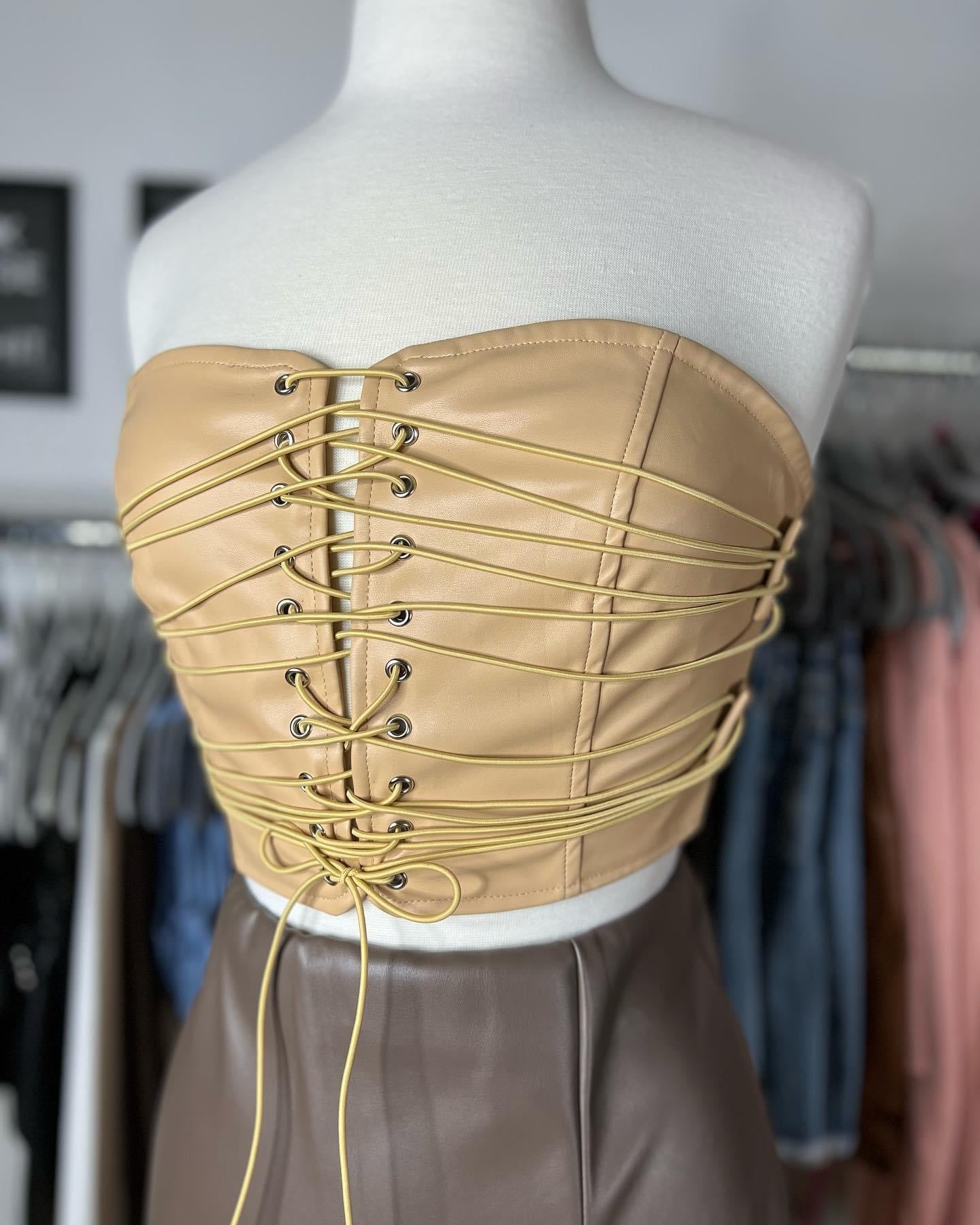 Leather Corset Top (Beige)